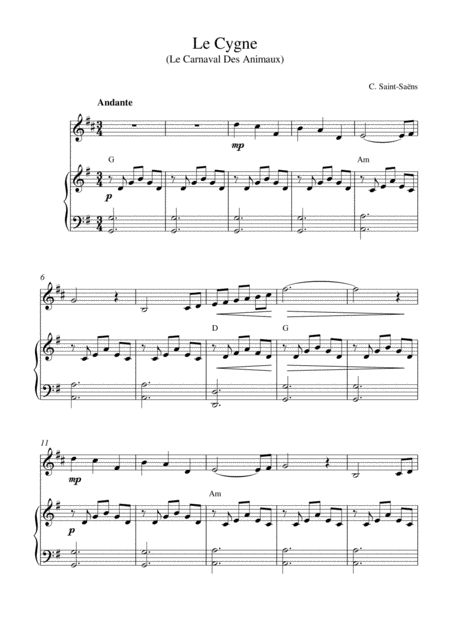 Free Sheet Music Le Cygne