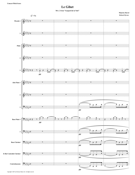 Free Sheet Music Le Gibet Gaspard De La Nuit For Flute Choir Bass Clarinet Contralto Clarinet Contrabassoon