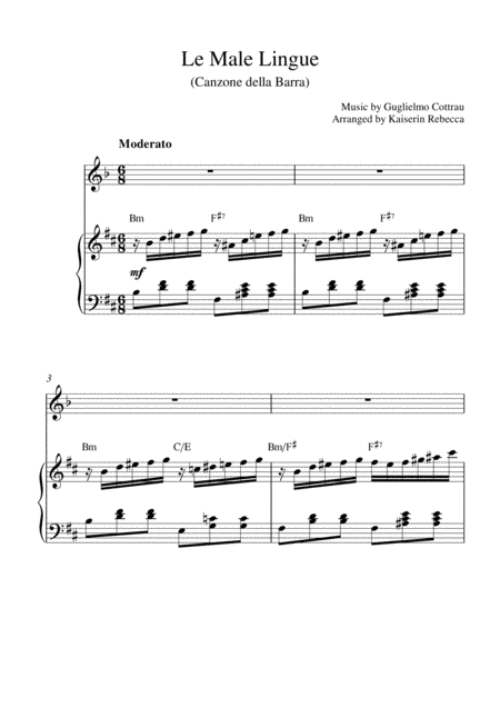 Free Sheet Music Le Male Lingue Canzone Della Barra Song Of Barra Clarinet In A Solo And Piano Accompaniment