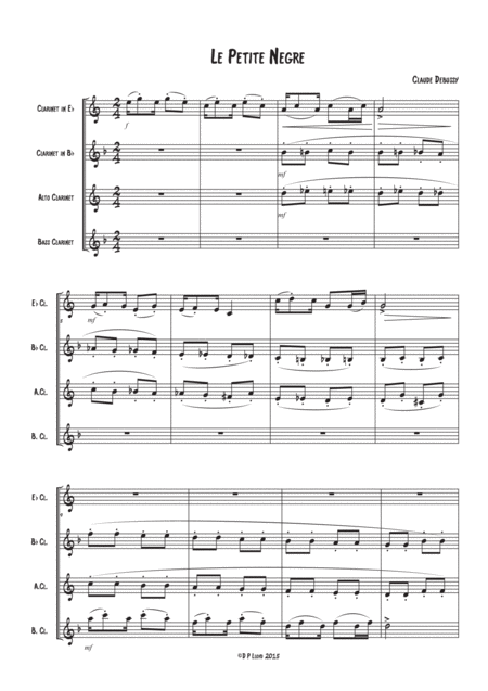 Free Sheet Music Le Petite Negre Clarinet Quartet