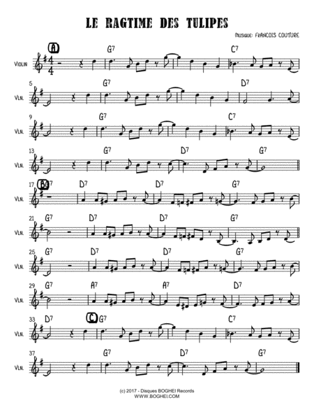 Free Sheet Music Le Ragtime Des Tulipes