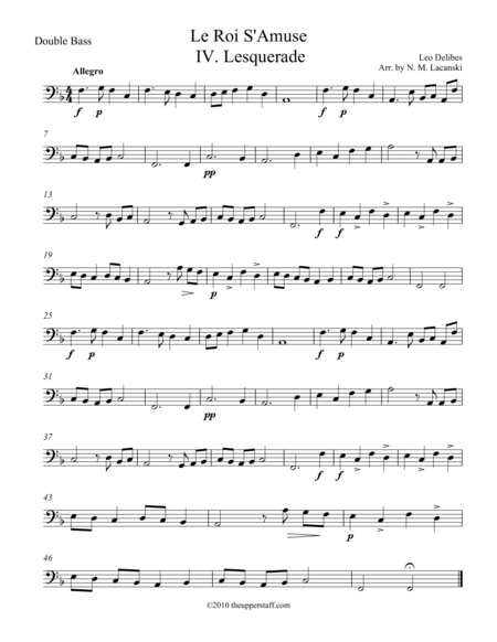 Free Sheet Music Le Rois Amuse Lesquerade