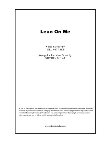 Lean On Me Bill Withers Club Nouveau Justin Bieber Avril Lavigne Lead Sheet In Key Of C Sheet Music