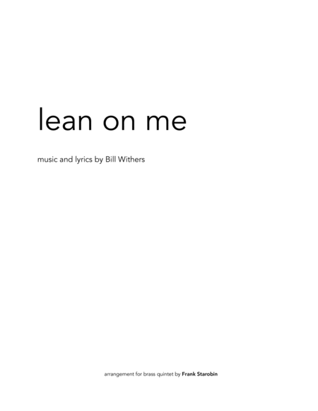Free Sheet Music Lean On Me For Brass Quintet
