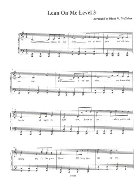 Lean On Me Level 3 Sheet Music