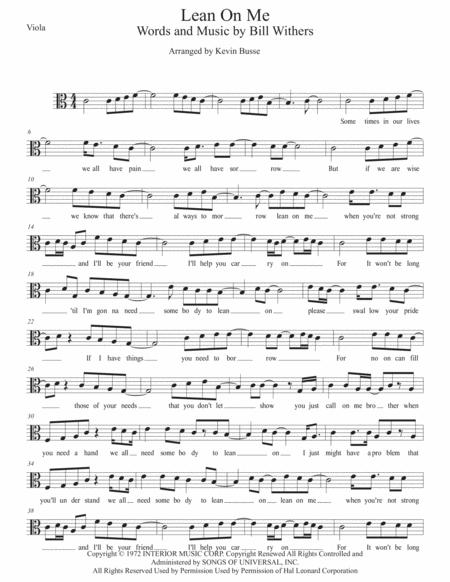 Lean On Me Original Key Viola Sheet Music