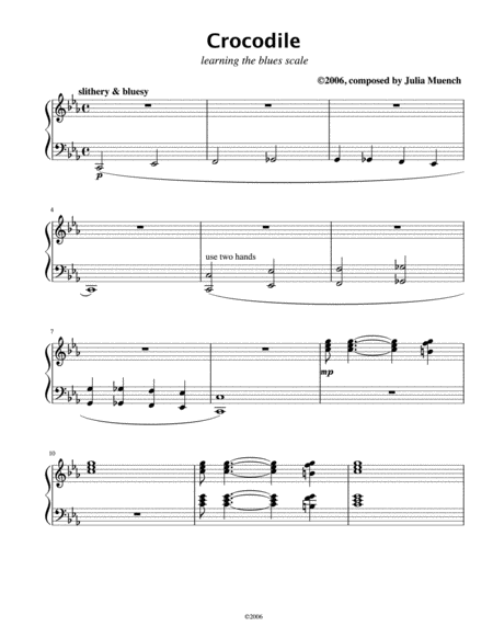 Free Sheet Music Learning The Blues Scale Crocodile