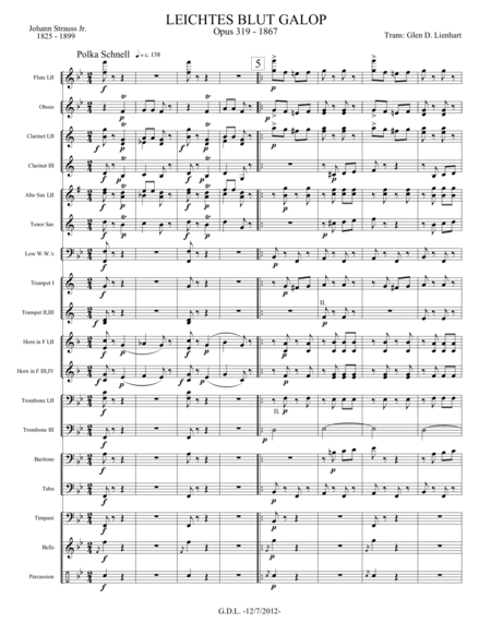 Free Sheet Music Leichtes Blut Galop