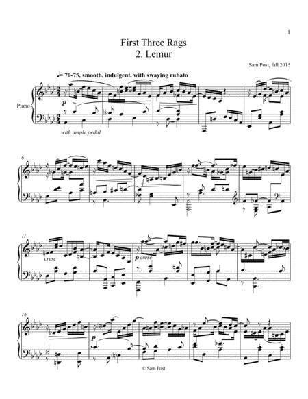 Free Sheet Music Lemur Rag Op 9 2