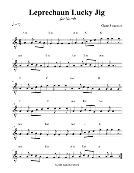 Free Sheet Music Leprechaun Lucky Jig Play Along