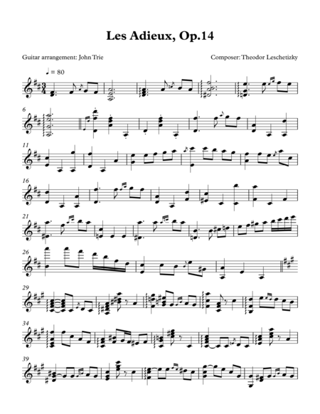 Free Sheet Music Les Adieux Op 14