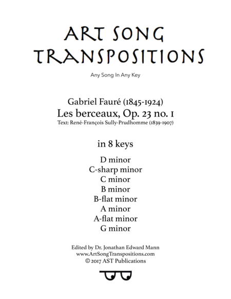 Free Sheet Music Les Berceaux Op 23 No 1 In 8 Keys D C Sharp C B B Flat A A Flat G Minor