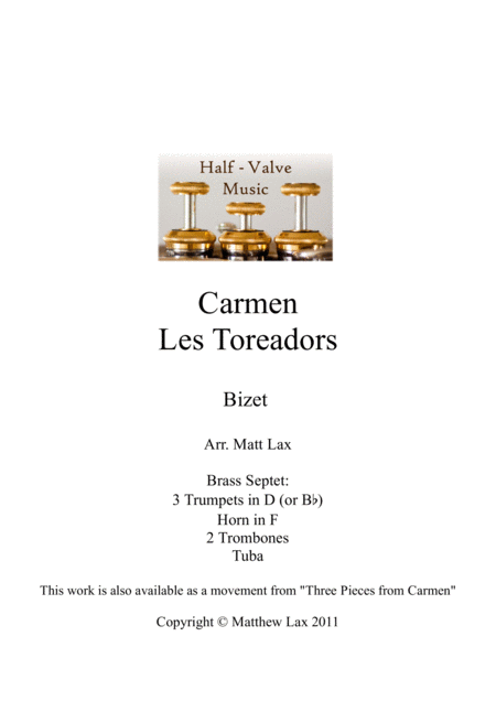 Free Sheet Music Les Toreadors From Bizets Carmen Brass Septet