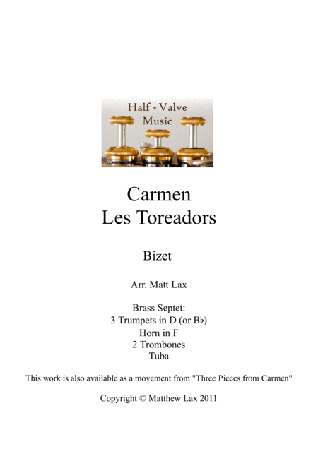 Les Toreadors From Bizets Carmen Brass Septet Sheet Music