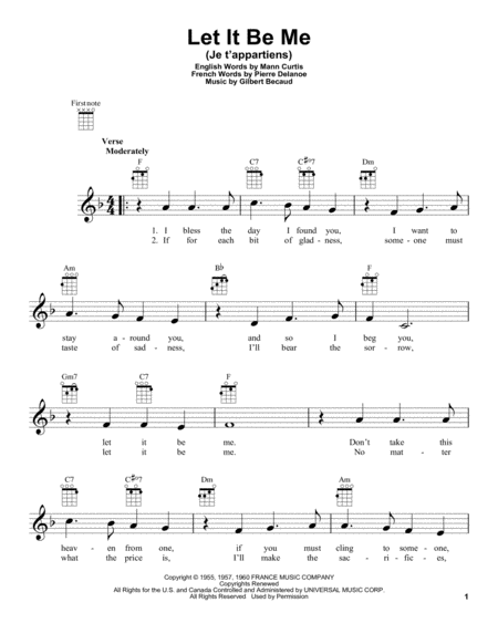 Let It Be Me Jet Appartiens Sheet Music