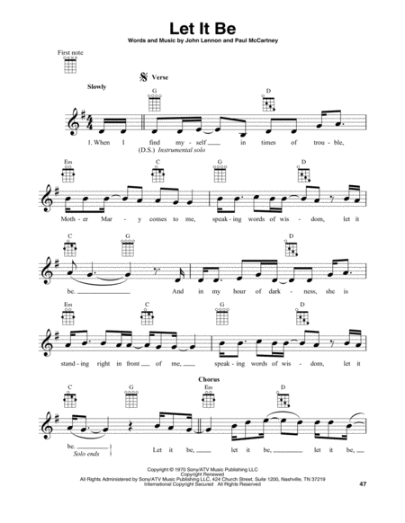 Free Sheet Music Let It Be