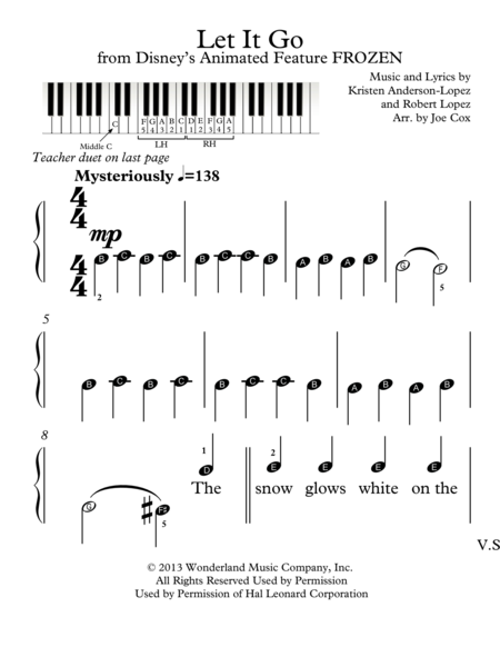 Let It Go Special Pre Reading Edition Sheet Music