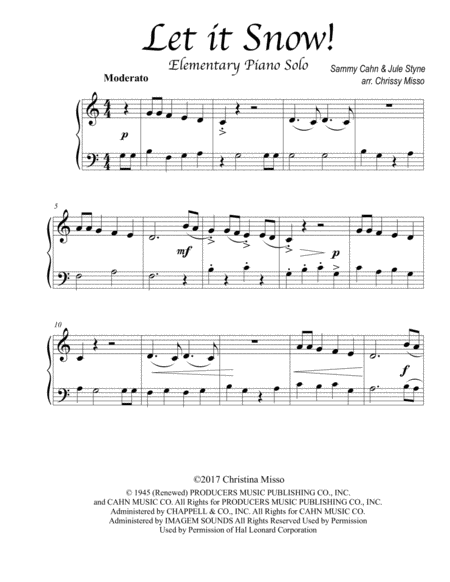 Let It Snow Elementary Piano Solo Sheet Music