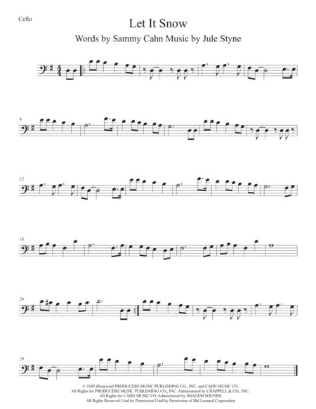 Let It Snow Let It Snow Let It Snow Cello Sheet Music