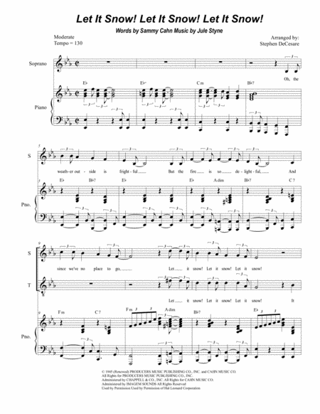 Let It Snow Let It Snow Let It Snow Duet For Soprano And Tenor Solo Sheet Music