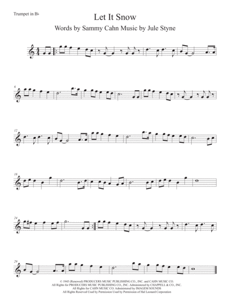 Let It Snow Let It Snow Let It Snow Easy Key Of C Trumpet Sheet Music