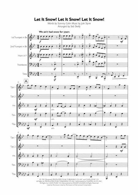 Let It Snow Let It Snow Let It Snow For Brass Quintet Big Band Style Sheet Music