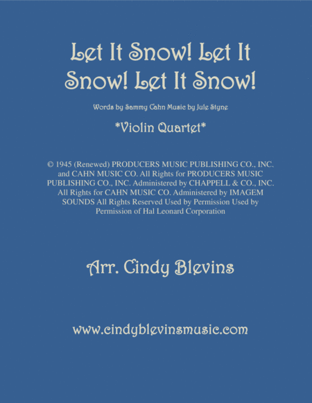 Let It Snow Let It Snow Let It Snow For Violin Quartet Sheet Music