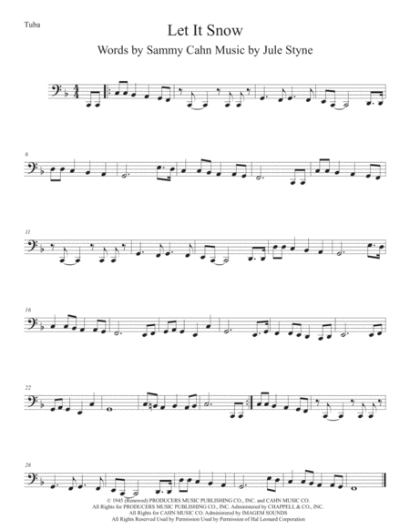 Let It Snow Let It Snow Let It Snow Original Key Tuba Sheet Music