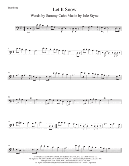 Let It Snow Let It Snow Let It Snow Trombone Sheet Music