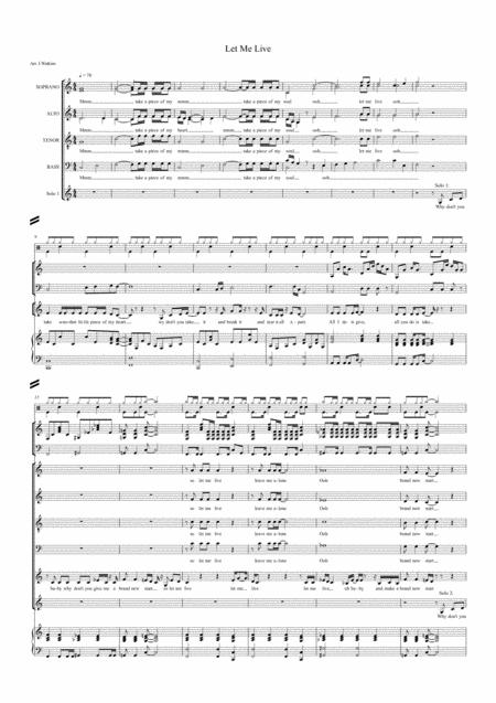 Free Sheet Music Let Me Live For Satb Choir Piano Guitar Bass And Drums