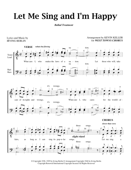 Free Sheet Music Let Me Sing And I M Happy