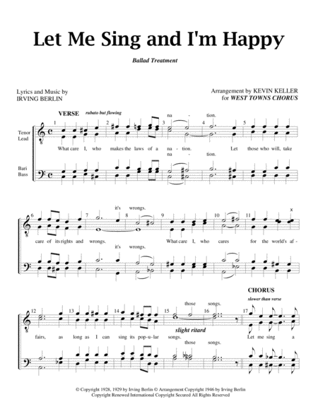 Let Me Sing And I M Happy Sheet Music