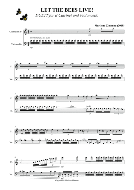 Free Sheet Music Let The Bees Live Duett For Clarinet In B And Violoncello