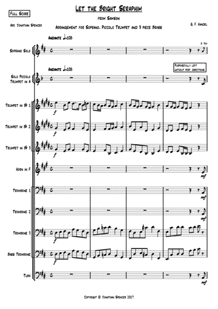 Free Sheet Music Let The Bright Seraphim For Brass Ensemble