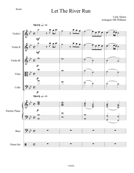 Free Sheet Music Let The River Run String Quintet