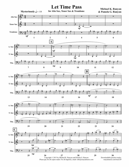 Let Time Pass For Alto Sax Tenor Sax Trombone Score Parts Sheet Music