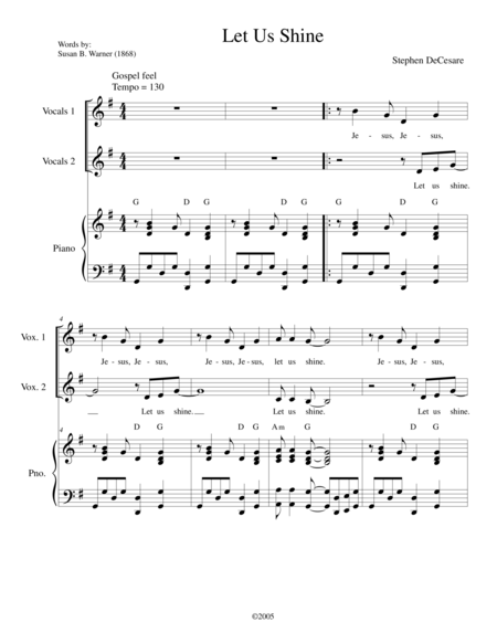 Free Sheet Music Let Us Shine