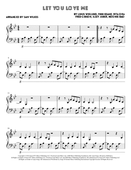 Let You Love Me Piano Solo Sheet Music