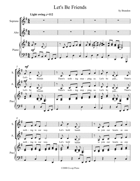 Free Sheet Music Lets Be Friends For Sa And Piano