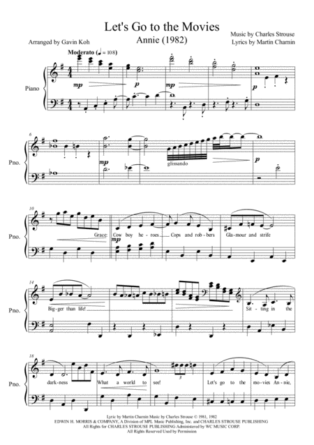 Lets Go To The Movies Sheet Music