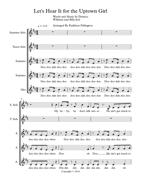 Lets Hear It For The Boy Uptown Girl Ssa Sheet Music