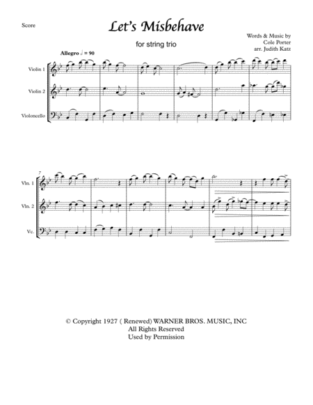 Lets Misbehave For String Trio Sheet Music