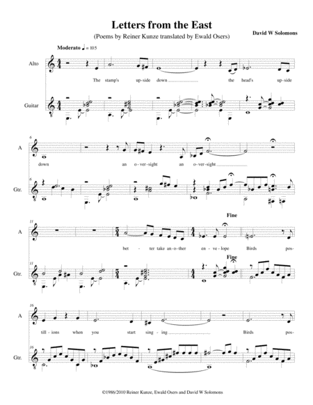 Letters From The East For Alto And Guitar Sheet Music