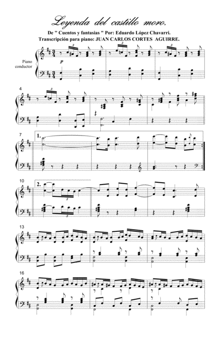 Free Sheet Music Leyenda Del Castillo Moro Por Eduardo Lpez Chavarri Marco Para Piano Solo