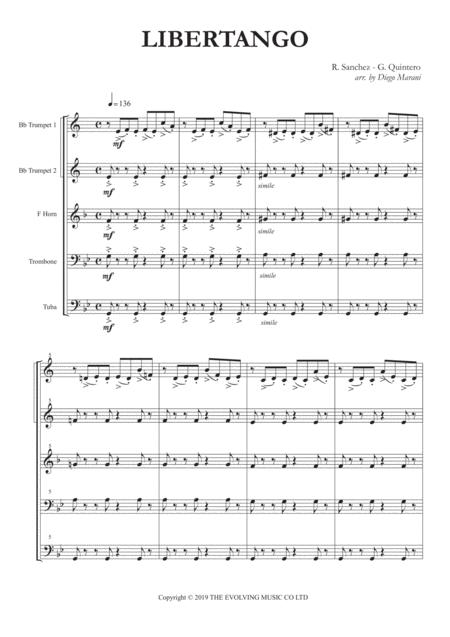 Libertango For Brass Quintet Sheet Music