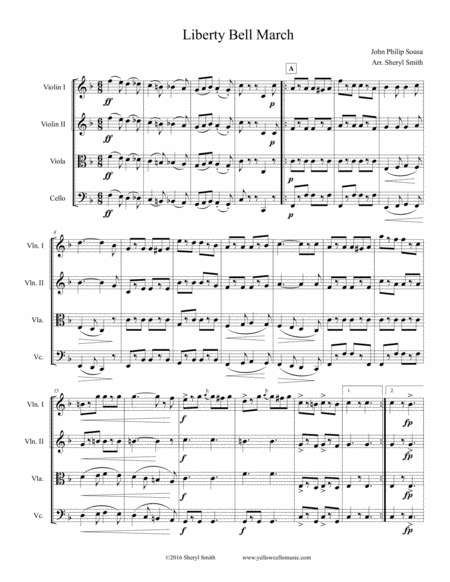 Liberty Bell March Arranged For String Quartet Sheet Music