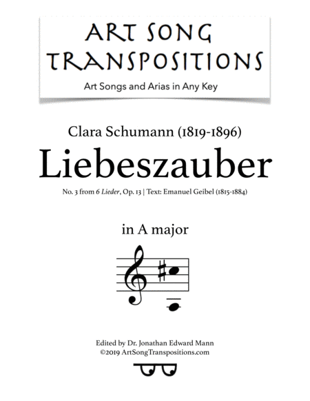 Liebeszauber Op 13 No 3 A Major Sheet Music