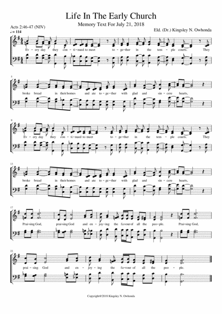 Life In The Early Church Sheet Music