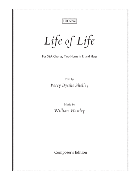 Life Of Life Full Score And Set Of Parts Sheet Music