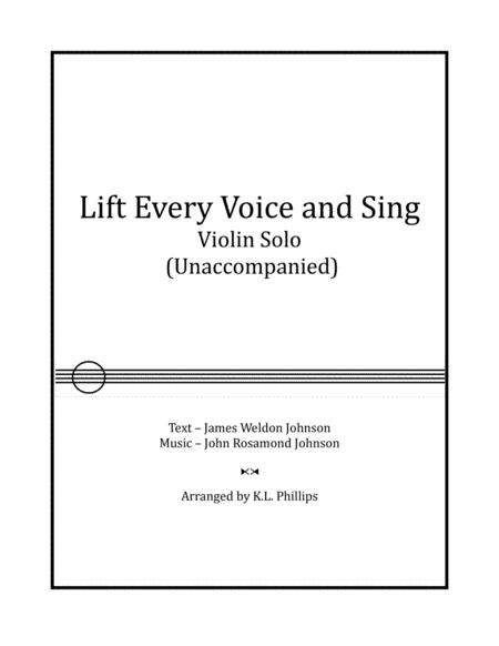 Lift Every Voice And Sing Violin Solo Unaccompanied Sheet Music